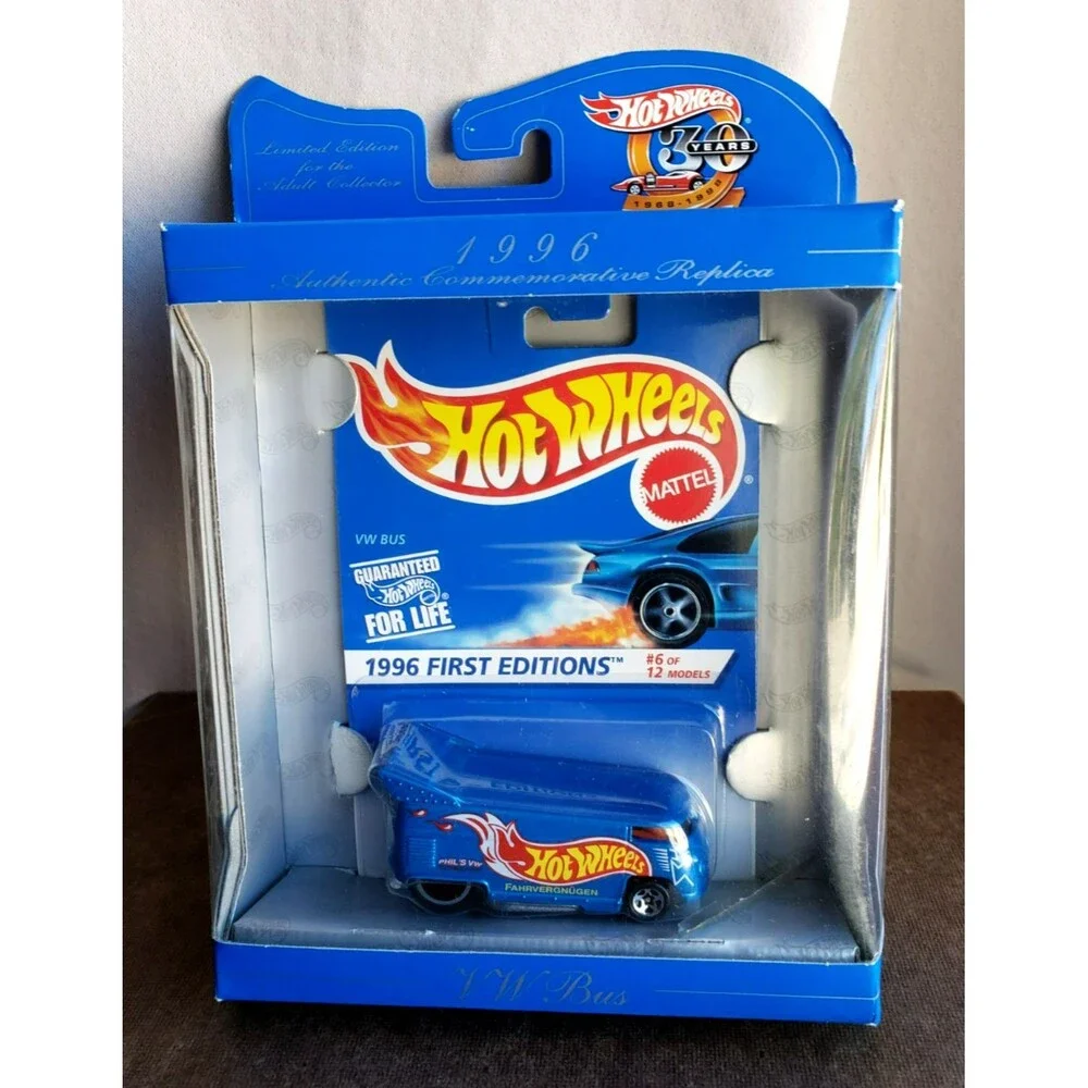 VTG. 1998 Hot Wheels 1996 VW BUS VOLKSWAGEN Blue 30Th ANNIVERSARY 5SP&10DOT 1:64